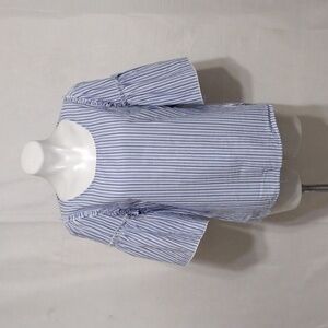 Seven7 Anthropologie Boho Peasant Blouse Pinstripe Bell Sleeve Cottagecore Top M